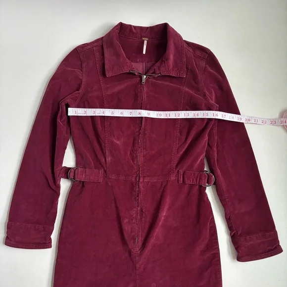Free People Take Me Out Corduroy Jumpsuit Mulberry Size 4 - Picture 11 of 15